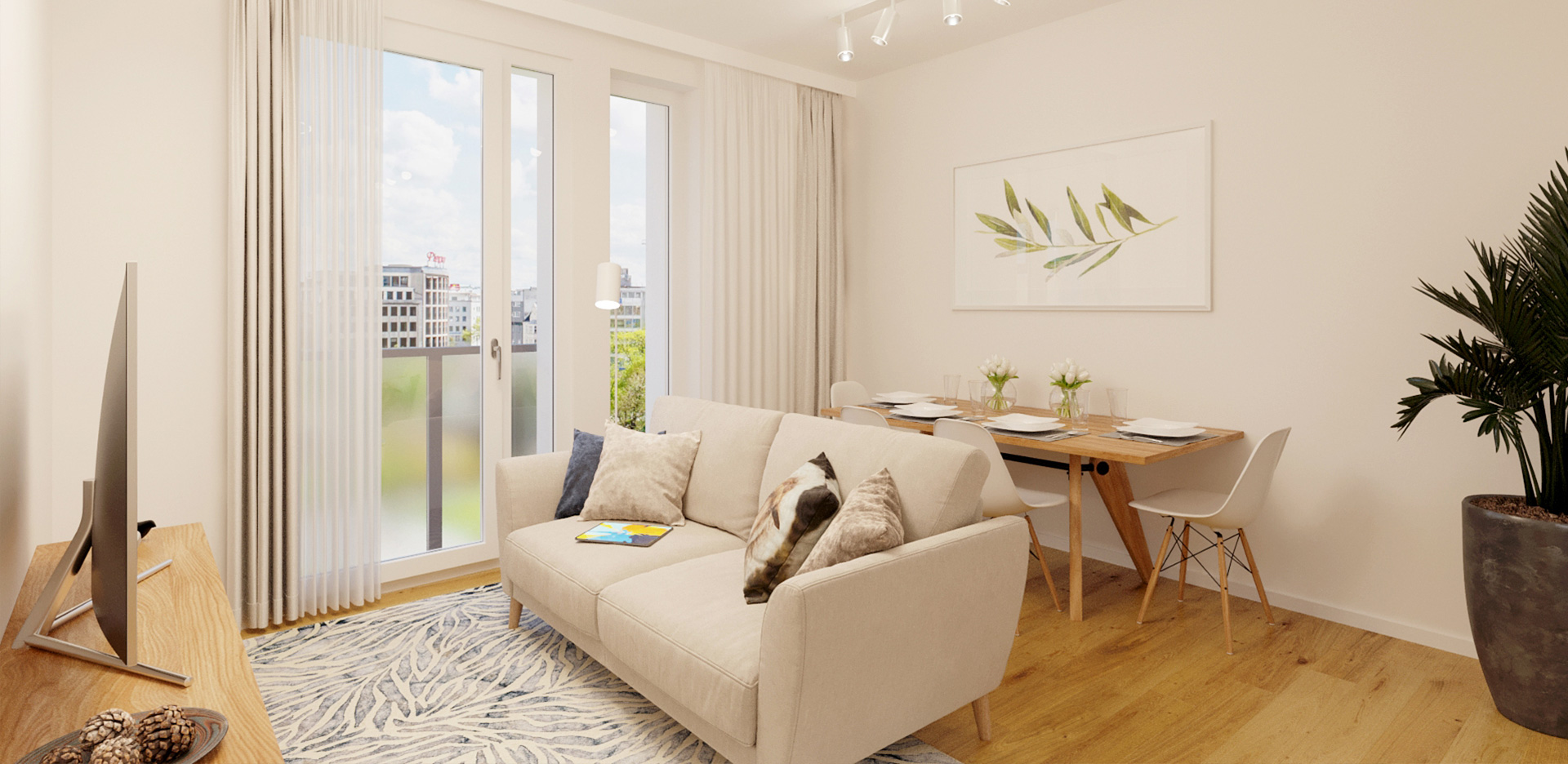 Metropol MelEHR READi Visualisierung Wohnzimmer mit Sofa